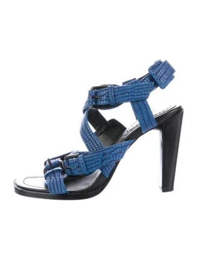 Pre-owned 3.1 Phillip Lim Embossed Leather Slingback Sandals In Blue
