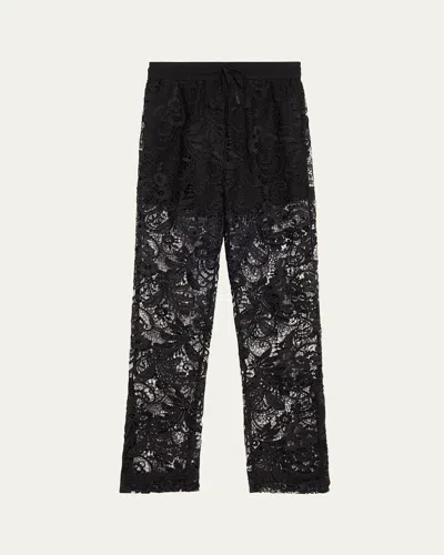 3.1 Phillip Lim Embroidered Lace Drawstring Pants In Blk Multi
