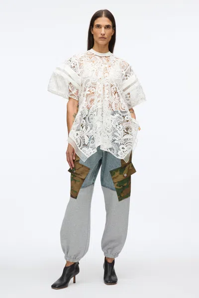 3.1 Phillip Lim Embroidered Lace Hankerchief Top In Blk Multi