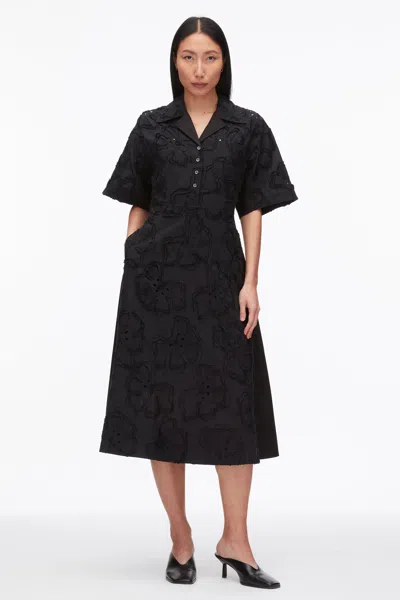 3.1 Phillip Lim Embroidered Midi Shirt Dress In Black