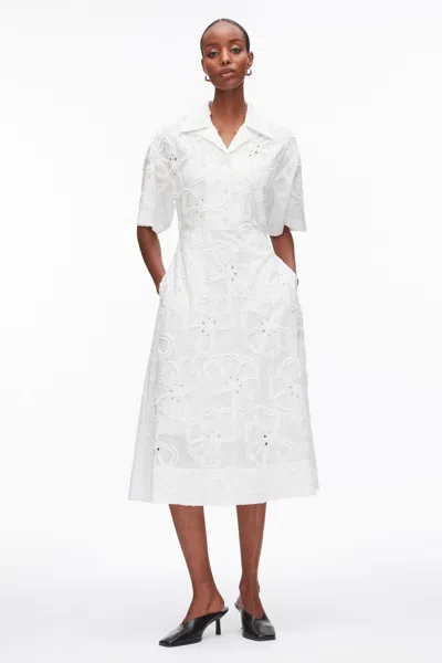 3.1 Phillip Lim Embroidered Midi Shirt Dress In White