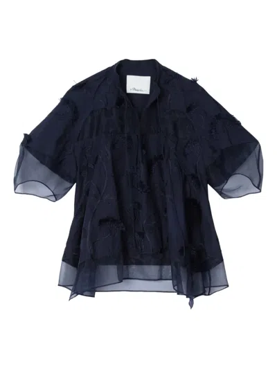3.1 PHILLIP LIM EMBROIDERED RUFFLED BLOUSE