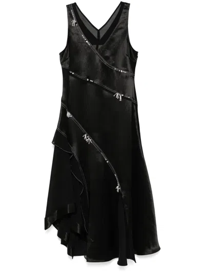 3.1 Phillip Lim Embroidered Satin Dress In Black