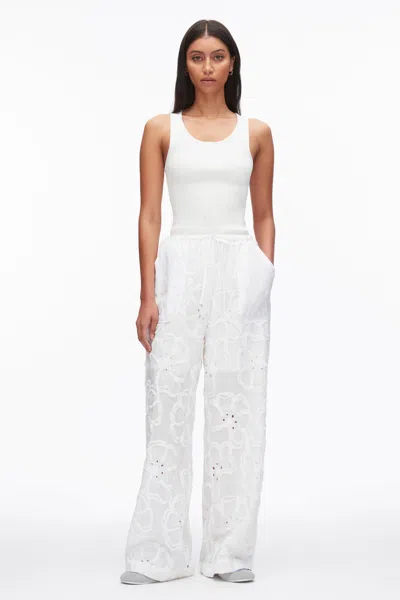 3.1 Phillip Lim Embroidered Straight Leg Pull On Pants In White