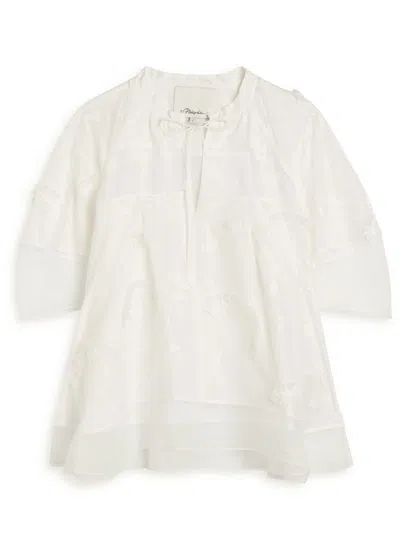 3.1 Phillip Lim Embroidered Tulle And Cotton Top