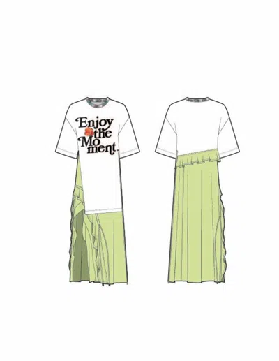 3.1 Phillip Lim Enjoy The Moment Os Tee W Chiffon Ruffle Skirt In Multi