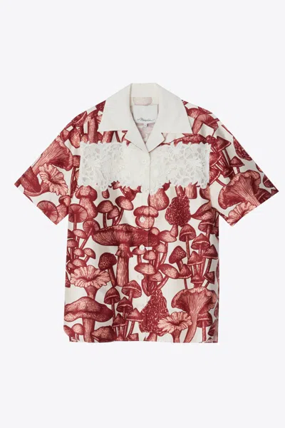 3.1 Phillip Lim Ethereal Mushroom Camp Shirt With Lace In Animal Print