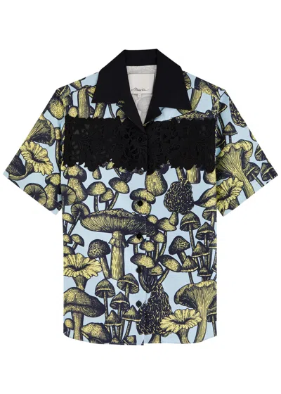 3.1 Phillip Lim Ethereal Mushrooms Printed Silk-blend Shirt In Blue