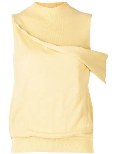 3.1 Phillip Lim Fallen-shoulder Wool-blend Knitted Top In Lemongrass