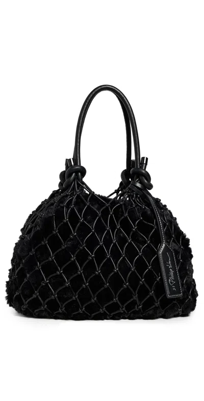 3.1 Phillip Lim Faux Fur Macrame Mini Sac Black
