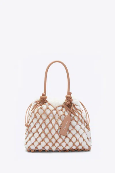 3.1 Phillip Lim Faux Fur Macrame Mini Sac In Ivory-camel