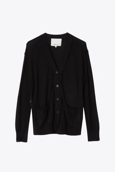 3.1 Phillip Lim Faux Layered Long Sleeve V-neck Cardigan In Blue