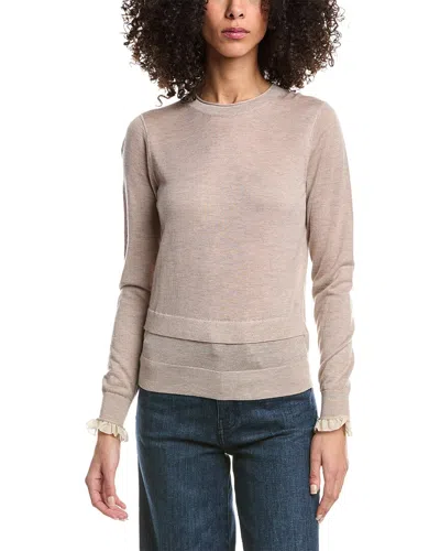 3.1 Phillip Lim Faux Layered Wool & Silk-blend Sweater In Brown