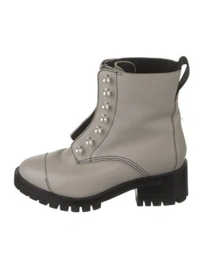 Pre-owned 3.1 Phillip Lim Faux Pearl Accents Leather Combat Boots In Grey