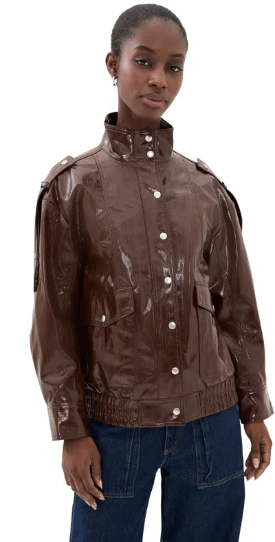 3.1 Phillip Lim Faux Textured Leather Bomber Jacket Espresso