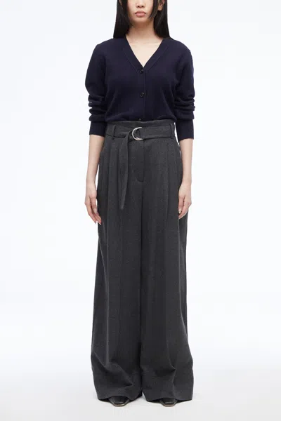 3.1 Phillip Lim Flannel Oversized Pleated Belted Pant In Gray