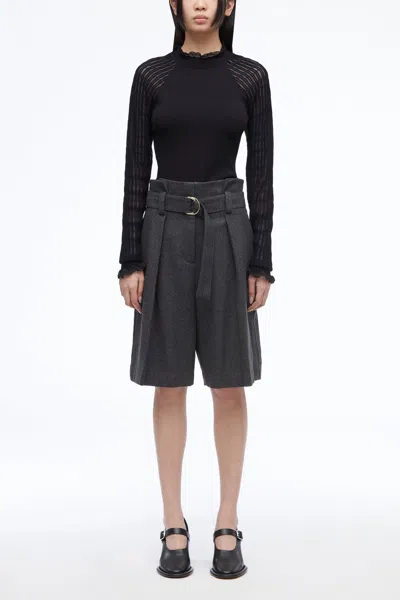 3.1 Phillip Lim Flannel Paperbag Waist Short In Black