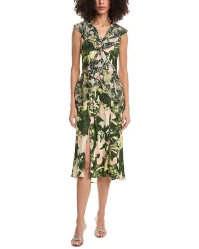 3.1 Phillip Lim Floating Iris Ruffle Dress In Green