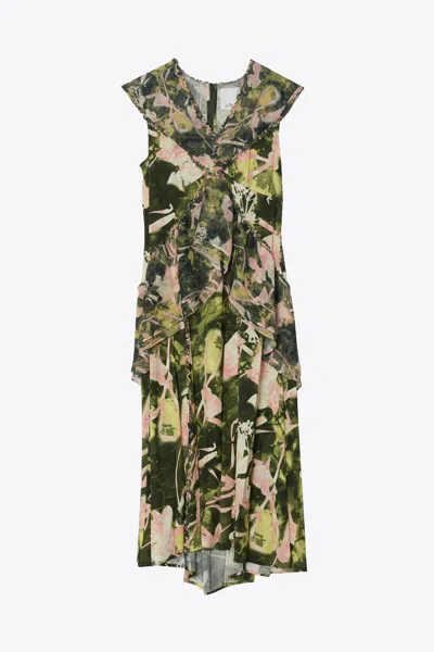 3.1 Phillip Lim Floating Iris Ruffle Dress In Multi