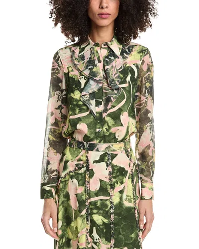 3.1 Phillip Lim Floating Iris Ruffle Shirt In Green