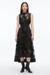 3.1 Phillip Lim Flocked Organza Midi Dress In Black