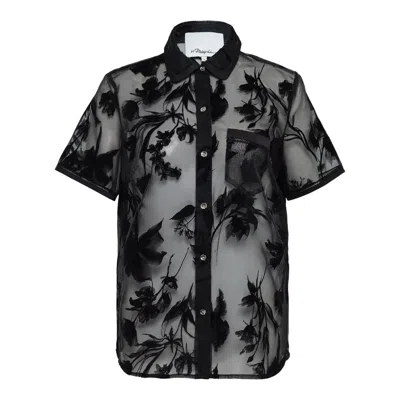 3.1 Phillip Lim Flocked Organza Short Sleeve Shirt In Multi