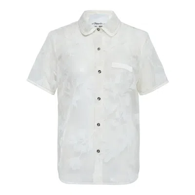 3.1 Phillip Lim Flocked Organza Short Sleeve Shirt In Multi