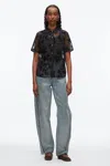 3.1 Phillip Lim Flocked Organza Short Sleeve Shirt In Black