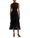 3.1 Phillip Lim Flocked Organza Sleeveless Midi Dress In Black