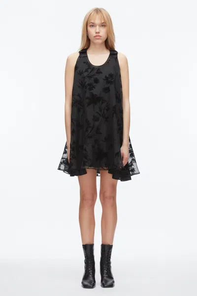 3.1 Phillip Lim Flocked Organza Trapeze Dress In Black