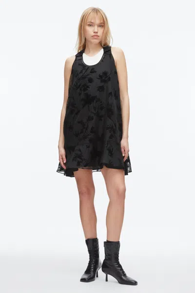 3.1 Phillip Lim Flocked Organza Trapeze Dress In Black