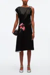 3.1 Phillip Lim Floral Bouquet Appliqué Draped Twist Dress In Blk Multi