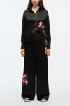 3.1 Phillip Lim Floral Bouquet Appliqué Pajama Trousers In Blk Multi