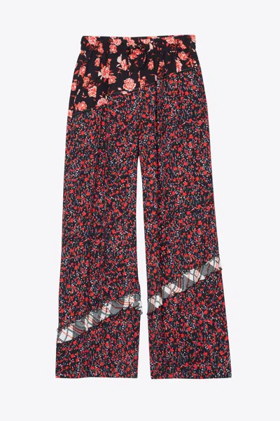 3.1 Phillip Lim Floral Collage Elastic Wb Ruffle Pant In Red
