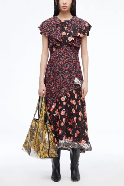 3.1 Phillip Lim Floral Collage Ruffle Midi Dress In Multi
