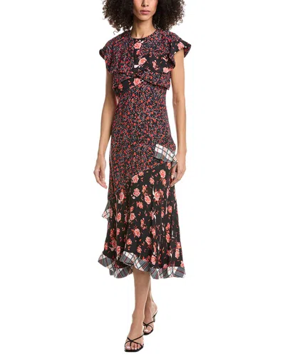 3.1 Phillip Lim Floral Collage Ruffle Overlay Midi Dress In Multi