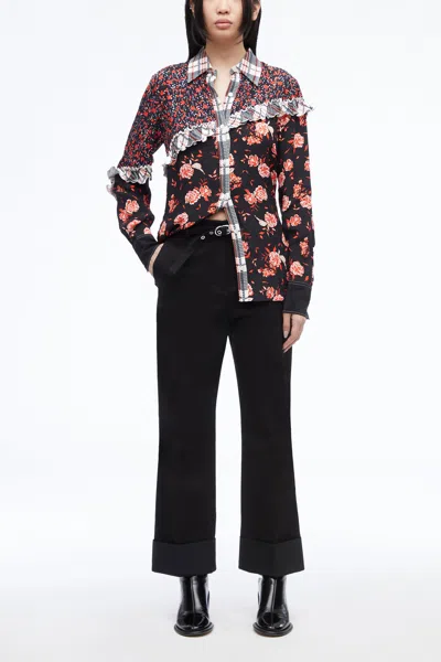 3.1 Phillip Lim Floral Collage Ruffle Shirt In Multi