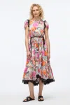 3.1 Phillip Lim S25190947rot Floral Collage Dress With Ruching In Rose Multi In Rose Multi