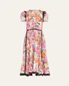 3.1 Phillip Lim S25190947rot Floral Collage Dress With Ruching In Rose Multi In Rose Multi