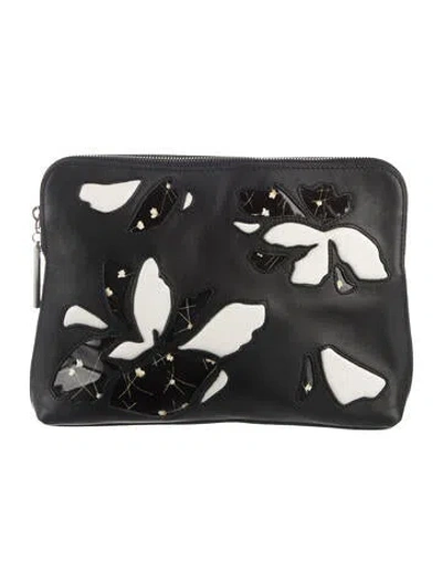 Pre-owned 3.1 Phillip Lim Floral Cutout Makeup Bag In Black