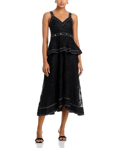 3.1 Phillip Lim Floral Dimensional Lace Dress In Black