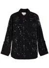 3.1 Phillip Lim Rosette Sequined Lace Sheer Button-down Shirt In Black