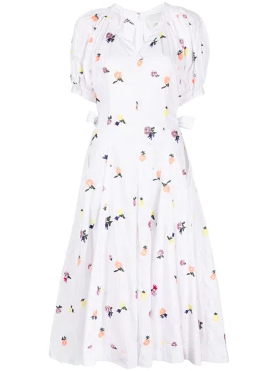 3.1 Phillip Lim Floral-embroidered Puff-sleeved Dress In White