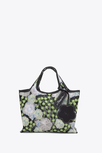 3.1 Phillip Lim Floral Embroidery Mini Market Tote In Blk Multi