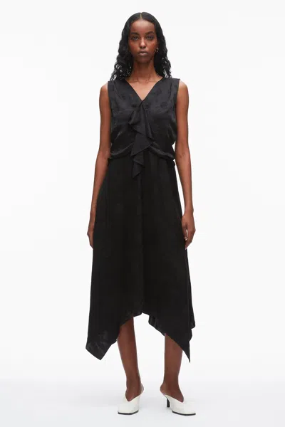 3.1 Phillip Lim Floral Jacquard Draped Handkerchief Dress In Black