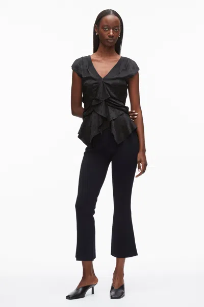 3.1 Phillip Lim Floral Jacquard Draped Handkerchief Top In Black