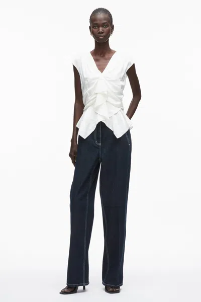 3.1 Phillip Lim Floral Jacquard Draped Handkerchief Top In White