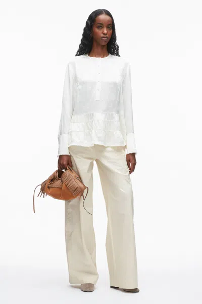 3.1 Phillip Lim Floral Jacquard Fray Hem Blouse In White