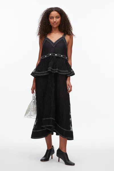 3.1 Phillip Lim Floral Lace Midi Dress In Black
