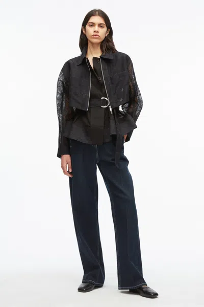 3.1 Phillip Lim Floral Organza Doubler Layer Jacket In Black
